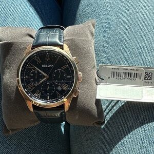 Bulova Gold and Black Chronograph Watch